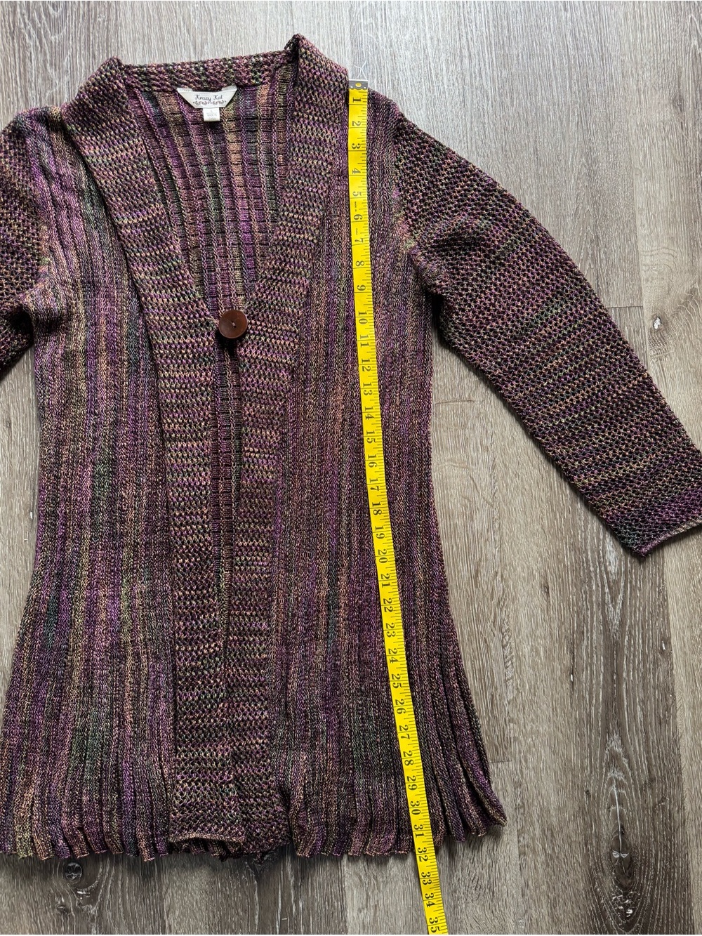 Krazy Kat Long Ribbed‎ Single-Button Cardigan -  Multicolor - Picture 6 of 9